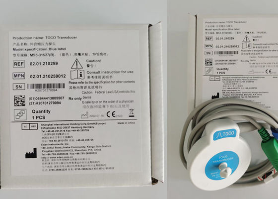 MS3-31527 Toco Transducer Probe 6 إبرة فتحة واحدة الشريط الأزرق الفيلكرو 2.5m الطول