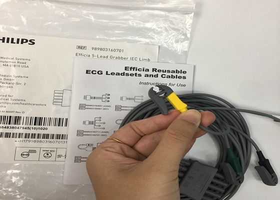 PHLIP Efficia قابلة لإعادة الاستخدام 5 كابل ECG الرصاصي