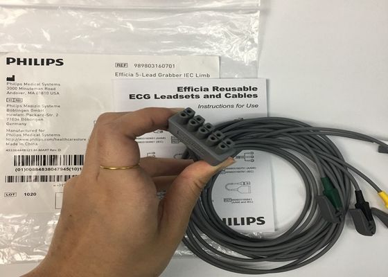 PHLIP Efficia قابلة لإعادة الاستخدام 5 كابل ECG الرصاصي