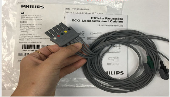 PHLIP Efficia قابلة لإعادة الاستخدام 5 كابل ECG الرصاصي