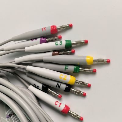 آلة التصوير الكهربائي للقلب متكاملة 12 سلك رصاص مع 15 دبوس معيار أوروبي IEC الموز الرأس 4.0