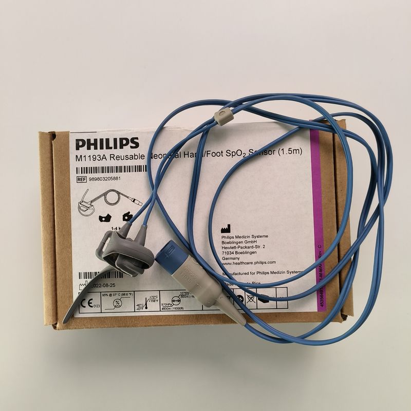 PHILIP الأصلي M1193A مستشعر SpO2 ليد / قدم حديثي الولادة قابل للإعادة (1.5M) REF: 989803103241