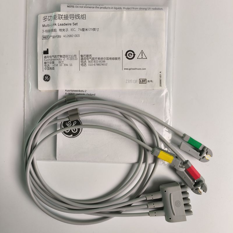 كيرفيوجن جيه أصل متعدد الروابط ECG سلك الرصاص 3-الرصاص Grabber IEC 74cm / 29in. REF: 412682-003