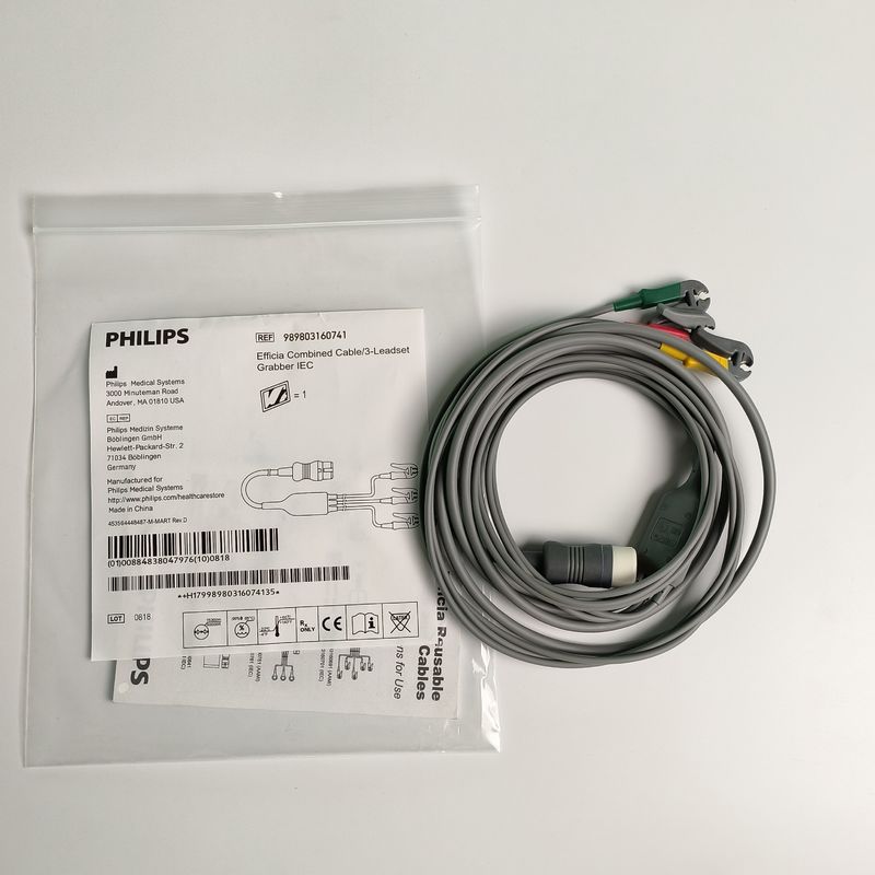 PHILIP أصل Efficia الكابل المشترك / 3-Leadset Grabber IEC. نهاية الجهاز جولة 12-Pin,REF: 989803160741