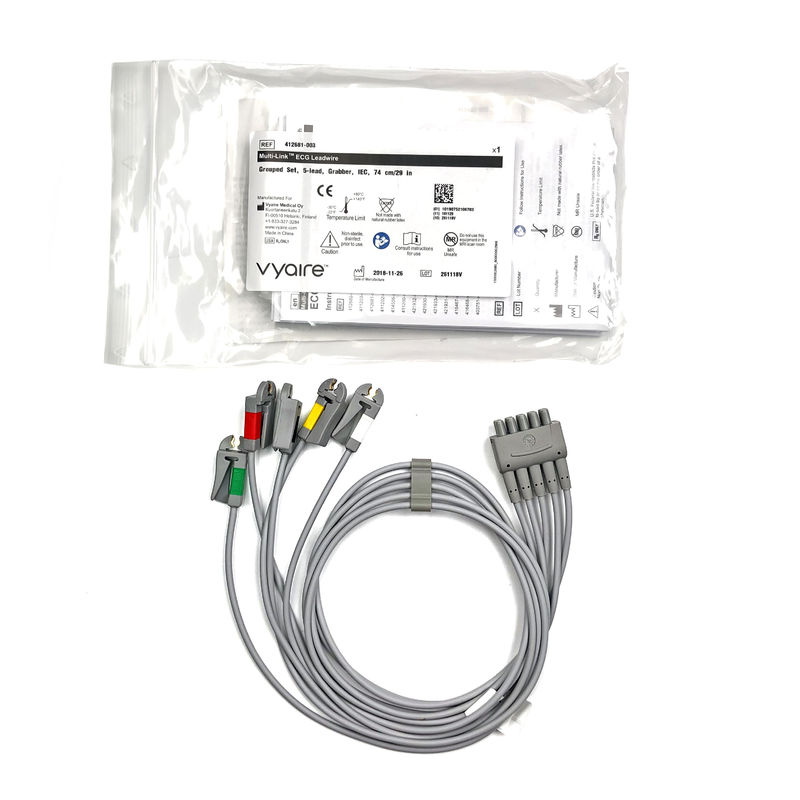 GE Ref:412681-003 مجموعة الحبال الرئيسيّة لـ ECG متعدّدة الروابط ،5 - Lead,Grabber ،IEC 74 CM /29 IN